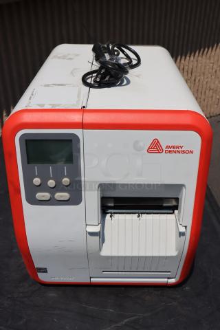 Brand new Avery-Dennison ADTP1BA01NA tabletop barcode label printer, model ADTP1, with display and controls. S/N: 16030959.