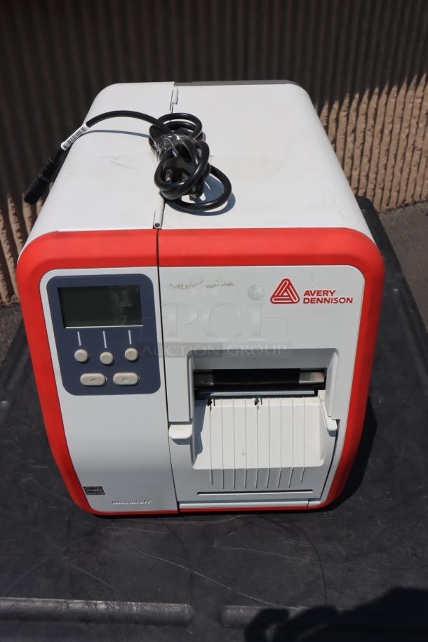 BRAND NEW Avery-Dennison ADTP1EF01NA Barcode Label Printer, S/N: 22047929, features LCD display, power cord included.