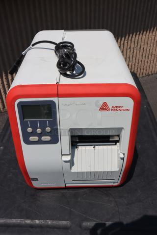 BRAND NEW Avery-Dennison ADTP1EF01NA Barcode Label Printer, S/N: 22047929, features LCD display, power cord included.