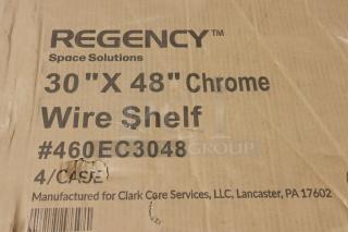 Regency 460EC3048 30" x 48" Chrome Wire Shelf in damaged packaging, may have minor scratches or dents.