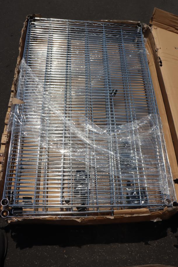 Regency 460EC3048 30" x 48" chrome wire shelf, new. Original packaging damaged, shelf may have scratches or dents.