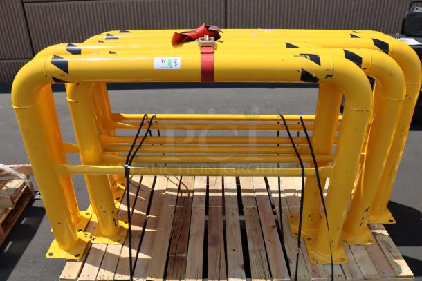 Brand new Vestil HPRO-60-42-4 steel machinery guard, 60"x42"x4". Scuff marks, tiny dents, chipped paint visible.