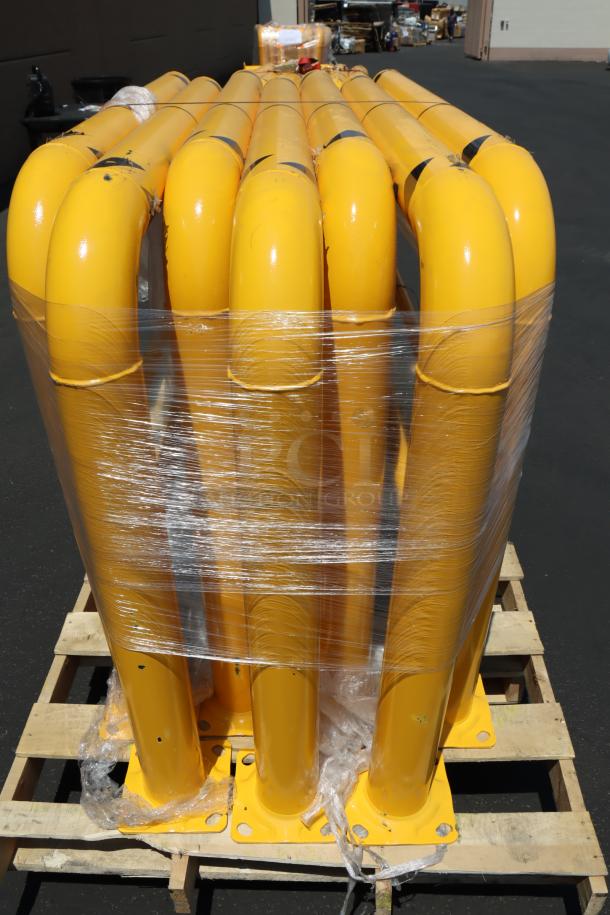 New Vestil 72"x42"x4" steel machinery guard, HPRO-72-42-4. Scuff marks, chipped paint, tiny dents visible.