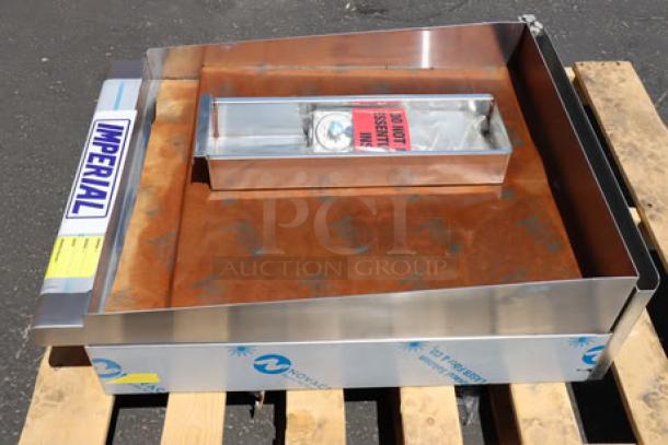 Brand new Imperial Range IMGA-2428-1 24" LP countertop griddle, 60,000 BTU, missing knobs, out of original packaging.