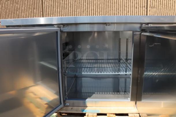 NEW Avantco SS-UD-3R 93" stainless steel undercounter refrigerator, extra deep, 115V, unused, scratch and dent, bent caster.
