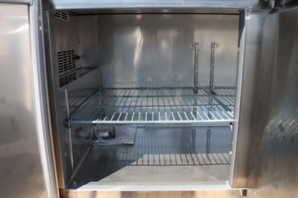 NEW Avantco SS-UD-3R stainless steel undercounter refrigerator, 93", dented on right corner, 115V, 524W, S/N: 417976458.