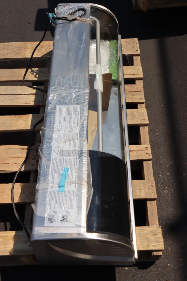 NEW Hoshizaki HNC-120BA-L-SLH 47" curved glass sushi display case with dented back air grate. Left side compressor.