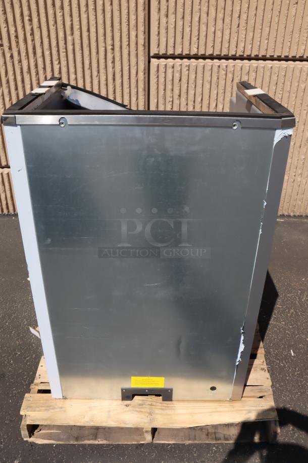 NEW Scotsman B530S Ice Storage Bin, 536 lb. capacity, stainless steel, S/N 24101320012364, ice bin door damaged.