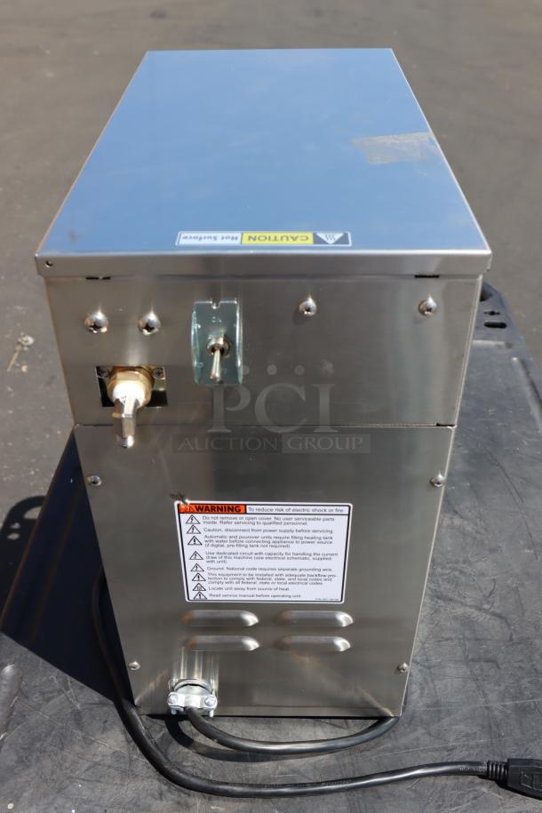 Curtis D60GT12A000 Low Profile Thermal Carafe Coffee Brewer, new, serial 15128172, 120V. Bottom bent upward.