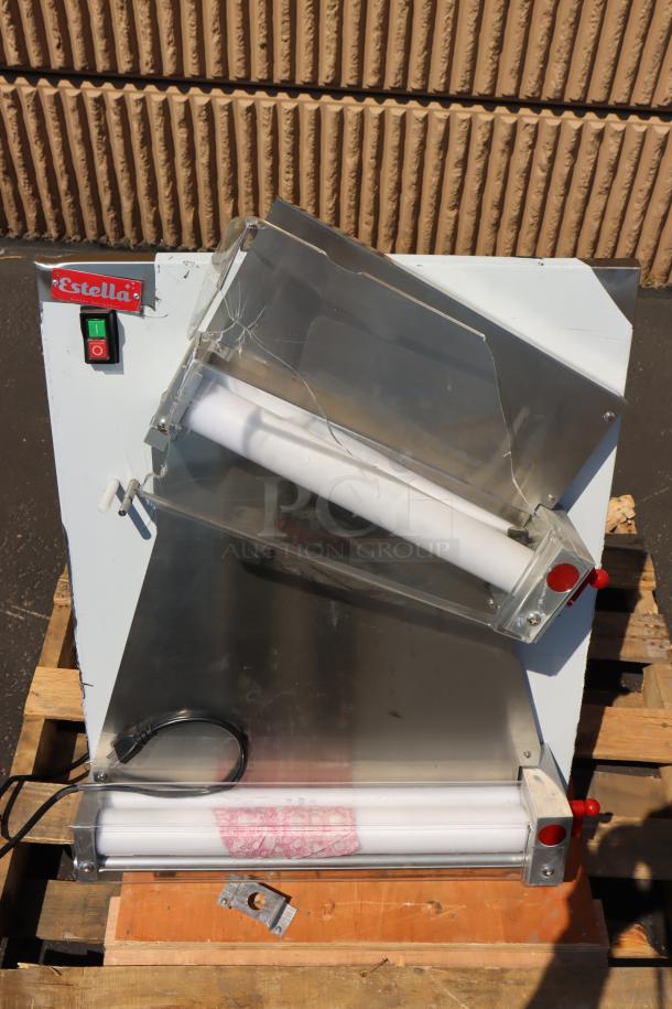 NEW Estella EDS18D 18" Dough Sheeter, countertop model, 120V, 1/2 HP. Out of packaging, has scratches and dents.
