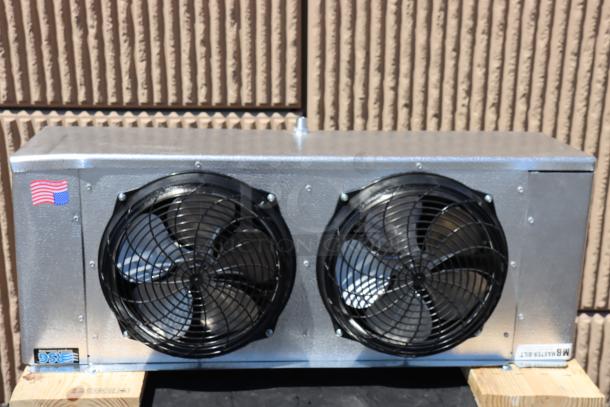 Brand new Master-Bilt 05-02595 evaporator, dual fan, minor scratches and dents, S/N: E032500148, 115V.