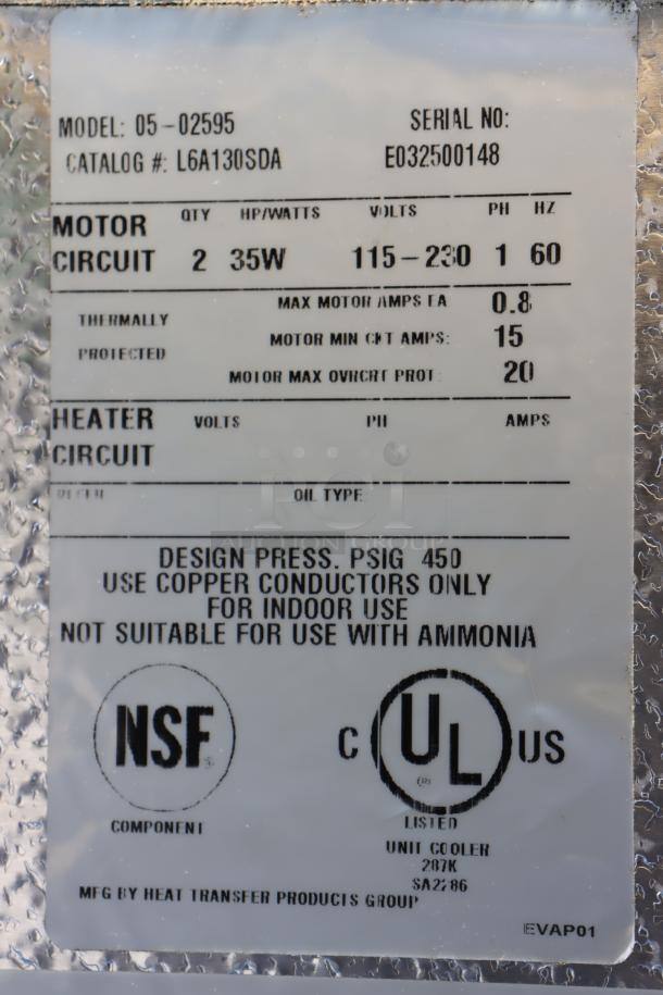 Master-Bilt Evaporator Witt Sa28-134Ba, Model 05-02595. Minor scratches and dents. S/N: E032500148. For indoor use only.