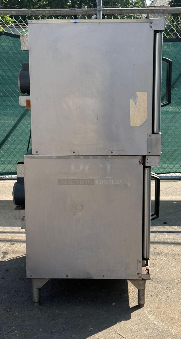 Vulcan VC4GD-11D double deck full-size gas convection oven, 100,000 BTU, solid state controls, stainless steel exterior.