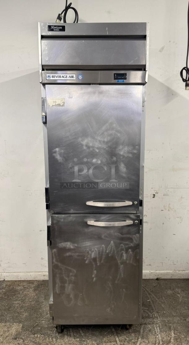 Beverage-Air HFPS1HC-1HS Reach-In Freezer, Horizon Series, stainless steel, 2 solid half-doors, tested and working.