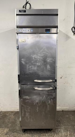 Beverage-Air HFPS1HC-1HS Reach-In Freezer, Horizon Series, stainless steel, 2 solid half-doors, tested and working.