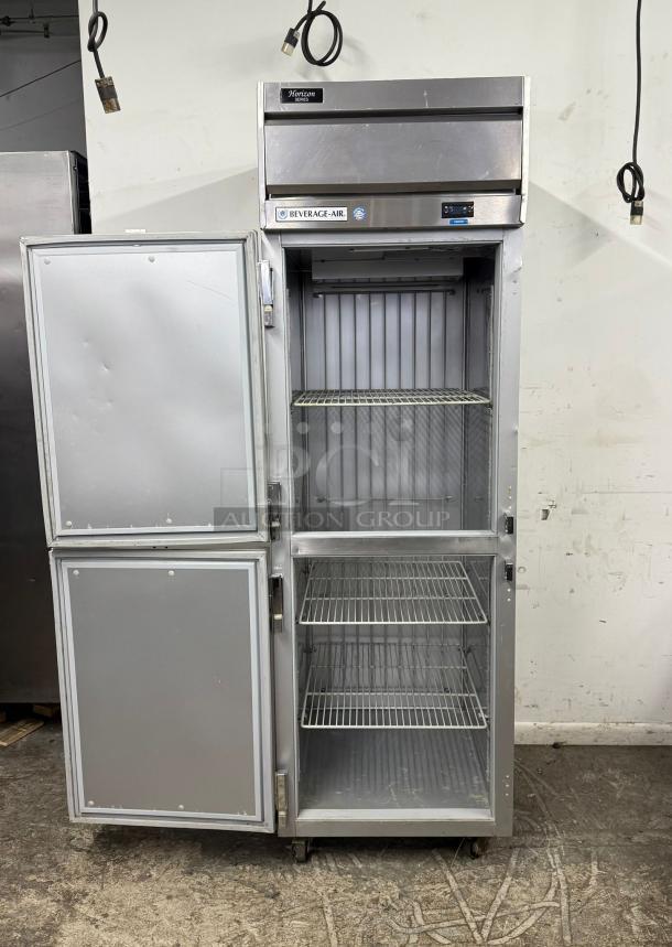 Beverage-Air HFPS1HC-1HS Horizon Series reach-in freezer, stainless steel, 2 solid half-doors, tested and working condition.