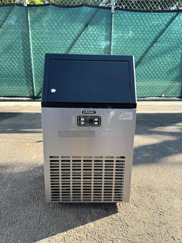 EUHOMY IM-02 commercial ice maker, stainless steel, 99lbs daily production, 33lbs storage, freestanding/under counter.