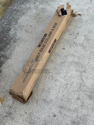 Lancaster Table & Seating bar height table base column and rod, model 164TCOLRD437, in slightly damaged packaging.