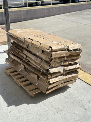 Regency NSF green wire security cage on pallet, model 460EGSC1848, brand new with visible box damage.