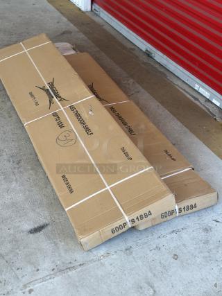 Regency 16-Gauge Type 304 stainless steel pass-through shelf, 18"x84", model 600PTS1884, new scratch and dent in packaging.