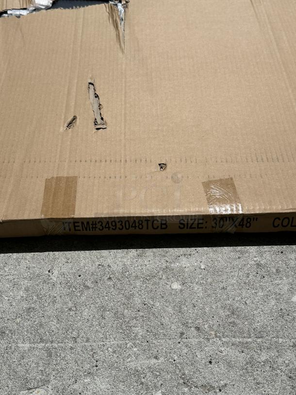 Lancaster Table & Seating 30" x 48" laminated table top, reversible cherry/black, model 3493048TCB, new with scratch and dent.