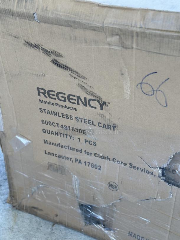 Regency 18"x30" stainless steel utility cart box, model 600CT4S1830E. Box shows signs of scratches and dents.