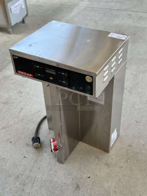 Curtis Thermopro Coffee Brewer, Model TP2T10A3100, stainless steel, decaf indicator, power cord attached, used condition.