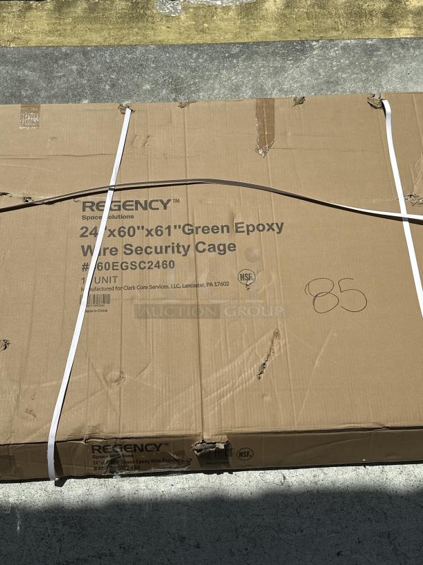 Regency NSF green wire security cage, 24"x60"x61", model 460EGSC2460, new with scratch and dent, in box.