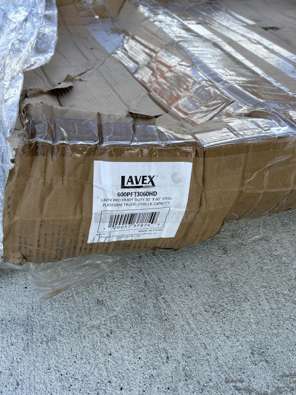 Brand new Lavex Pro 30" x 60" steel platform truck, model 600PFT3060HD, 2,500 lb. capacity, scratch and dent condition.