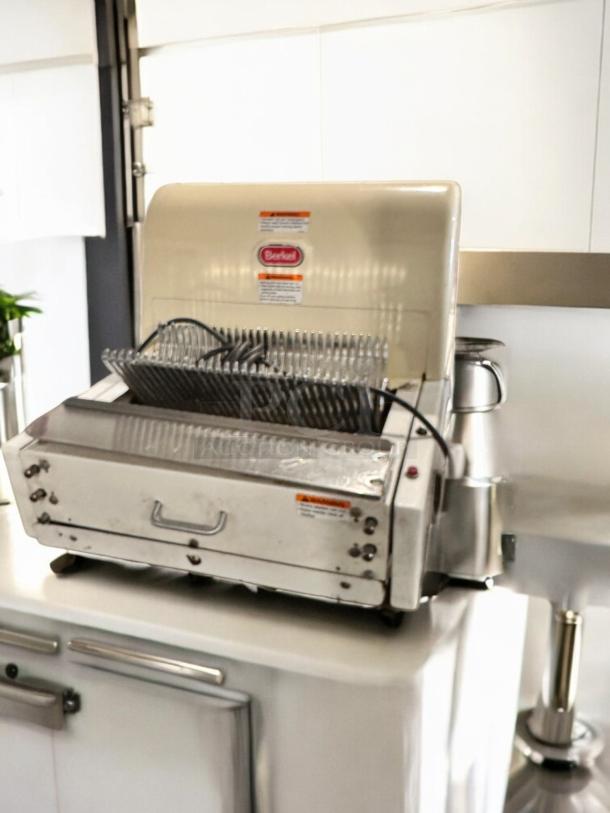 Berkel MB 1/2 bread slicer in excellent condition, 115V, fully tested and working, with visible Berkel brand label.