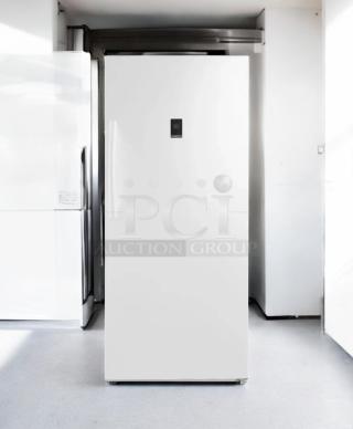Insignia NS-UZ21WH0 21 Cu. Ft. Upright Freezer, excellent condition, fully tested, white, 115V, front display panel.