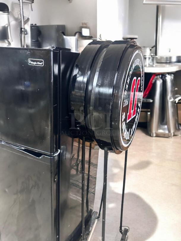 Jimmy John’s 25" diameter double-sided LED sign, Magic Color make, excellent condition, 5' tall, branded, fully tested.