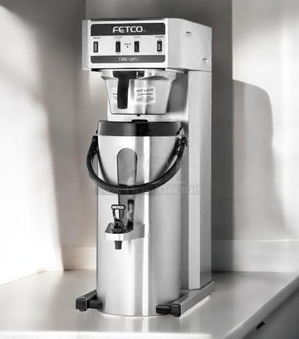 Fetco TBS-21A tea brewer in excellent condition, fully tested and working, 120V, stainless steel finish.