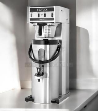 Fetco TBS-21A tea brewer in excellent condition, fully tested and working, 120V, stainless steel finish.