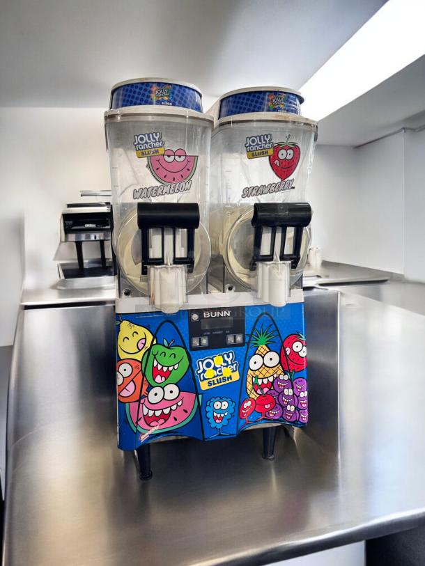 Bunn ULTRA-2, dual bowl slush machine, excellent condition, Jolly Rancher branding, 120V, fully tested and working.