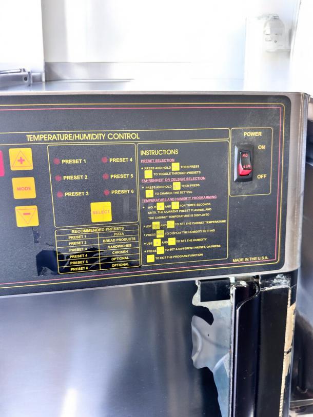 Star HFD-2A heated display cabinet control panel, features temperature/humidity controls, rotating racks, 120V, excellent condition.