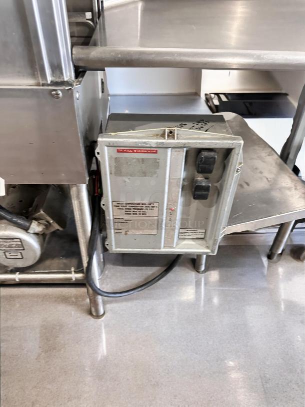 Hobart AM-12 high temp door-type dishwasher in excellent condition, 208-240V, fully tested and working, control panel visible.