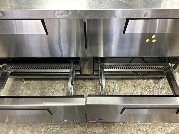 Turbo Air TST-60SD-24-D4-N stainless steel prep table with refrigerated base, dual pull-out drawers, fully tested and working.