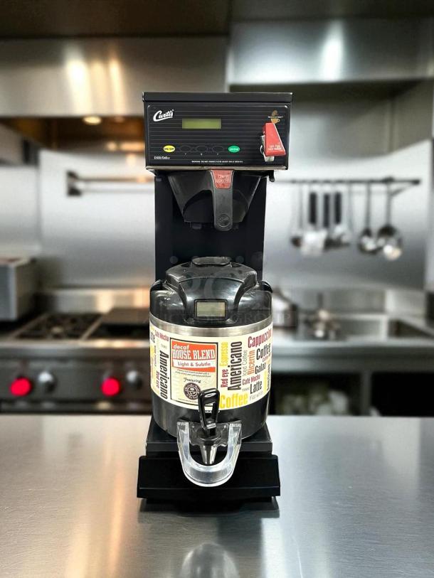 Curtis D500GT12B000 Automatic Airpot Coffee Brewer, digital controls, tested, great condition, 120V, with labeled airpot.