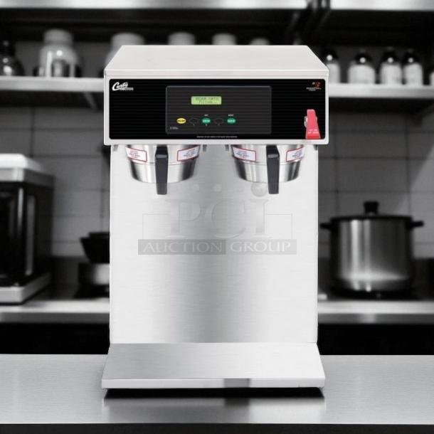 Curtis D1000GT12A000 twin airpot coffee brewer, 220V, excellent condition, fully tested, stainless steel finish, digital display.