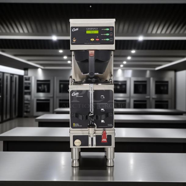 Curtis GEMSS63A1000 automatic coffee brewer, with lower warmer and hot water faucet, in outstanding condition.