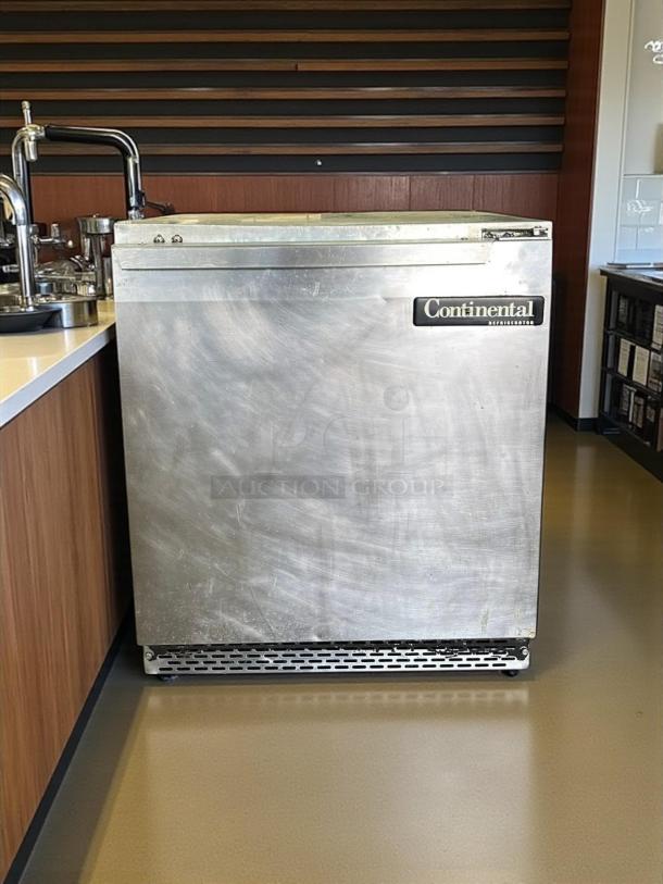 Continental UC27 7.4 Cu Ft Undercounter Refrigerator in stainless steel, front breathing, tested, in working condition.