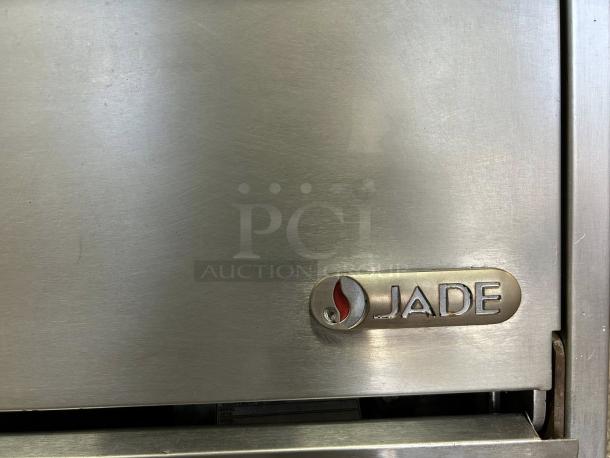 Jade JTRH-36G-36 gas range with 36" full griddle, manual controls, and standard oven. Stainless steel, tested, 140,000 BTU.