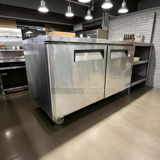 Turbo Air MUR-60 undercounter refrigerator, 60", stainless steel, dual doors, excellent condition, fully tested and working.