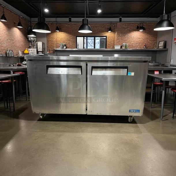 Turbo Air MUR-60 undercounter refrigerator, 60", stainless steel, fully tested, excellent condition, labels visible.