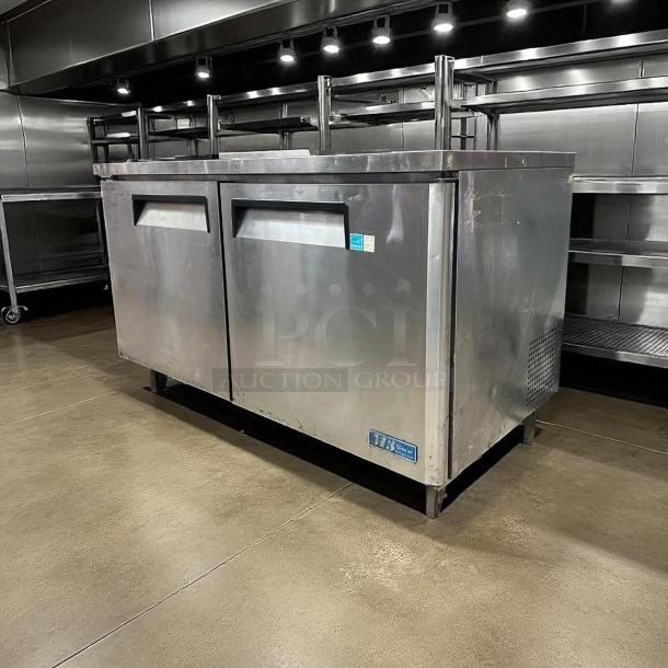 Turbo Air MUR-60 undercounter refrigerator, 60", stainless steel, pristine condition, fully tested, visible model label.