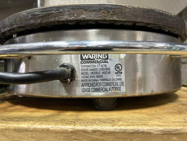 Waring WSC160 16" electric crepe maker in great condition. UL listed, 120V, 1800W. Approved for commercial use.