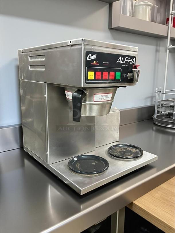 Curtis ALPHA 3DR-10 12 Cup Coffee Brewer with 3 right warmers, great condition, fully tested, 120V, stainless steel.