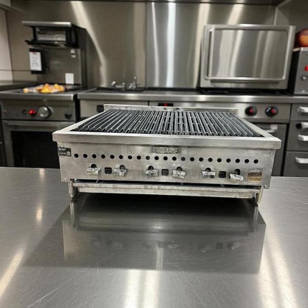Vulcan VACB36 36"W Achiever Series gas charbroiler, 108 kBTU, radiant heat, fully tested, excellent condition, control knobs visible.