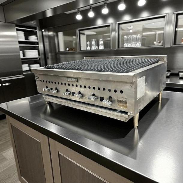 Vulcan VACB36 Achiever Series Charbroiler, 36"W, radiant gas, 108 kBTU, excellent condition, fully tested, stainless steel.